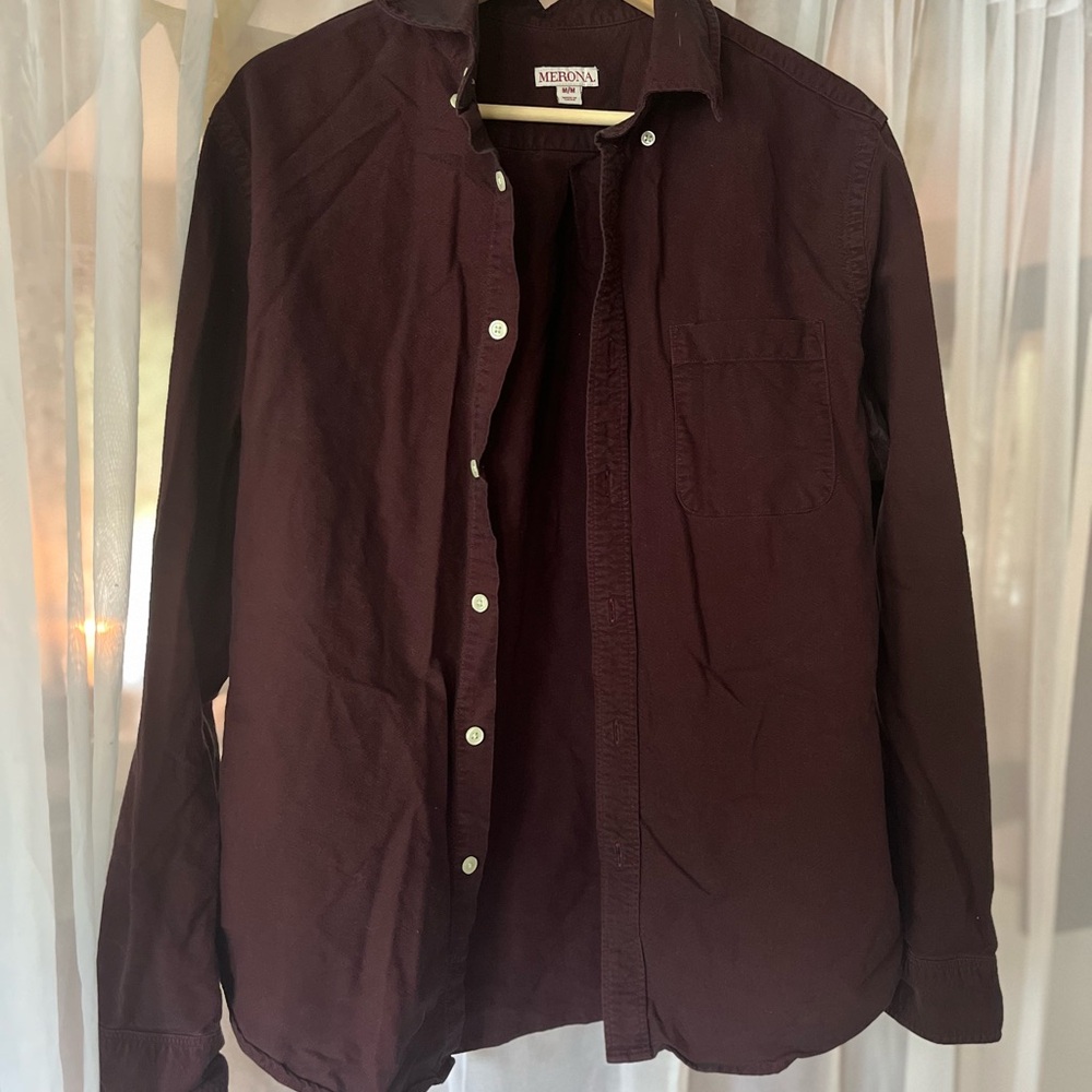 Burgundy Merona 100% Cotton Button-up Size Medium